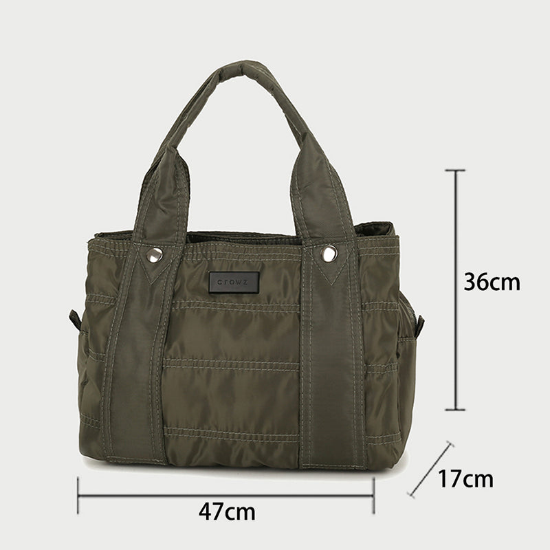 Multiple compartment lightweight quilted nylon handbag (Large)