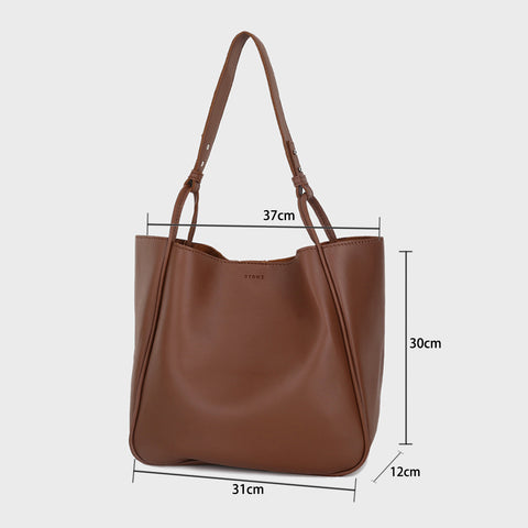 Loop detail handle PU leather bucket bag