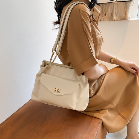 Envelope style front pocket PU leather shoulder bag