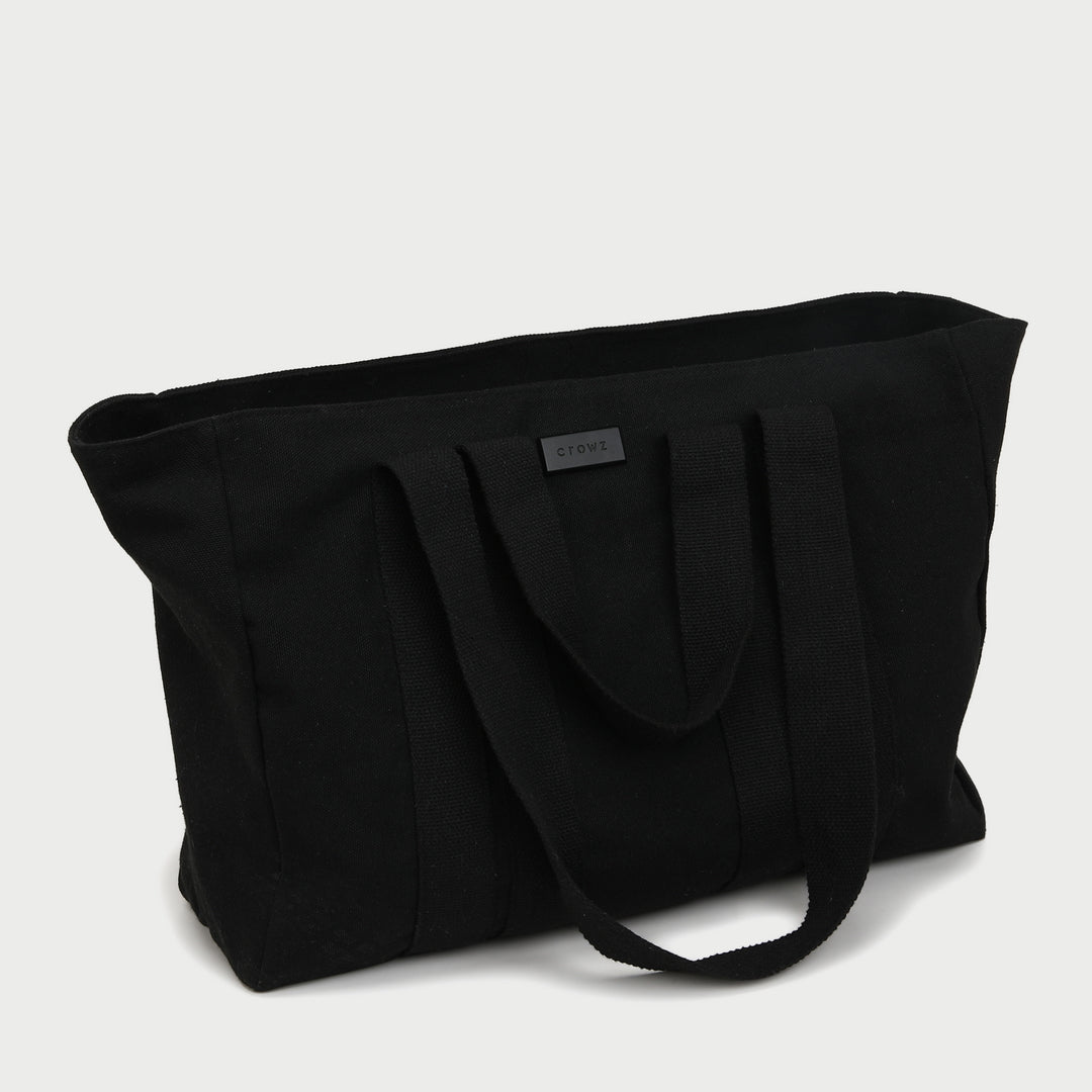 Contrast handle roomy canvas tote bag