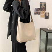 Minimalistic style adjustable shoulder strap PU leather bucket bag
