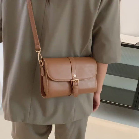 Retro buckle strap flap style PU leather crossbody bag