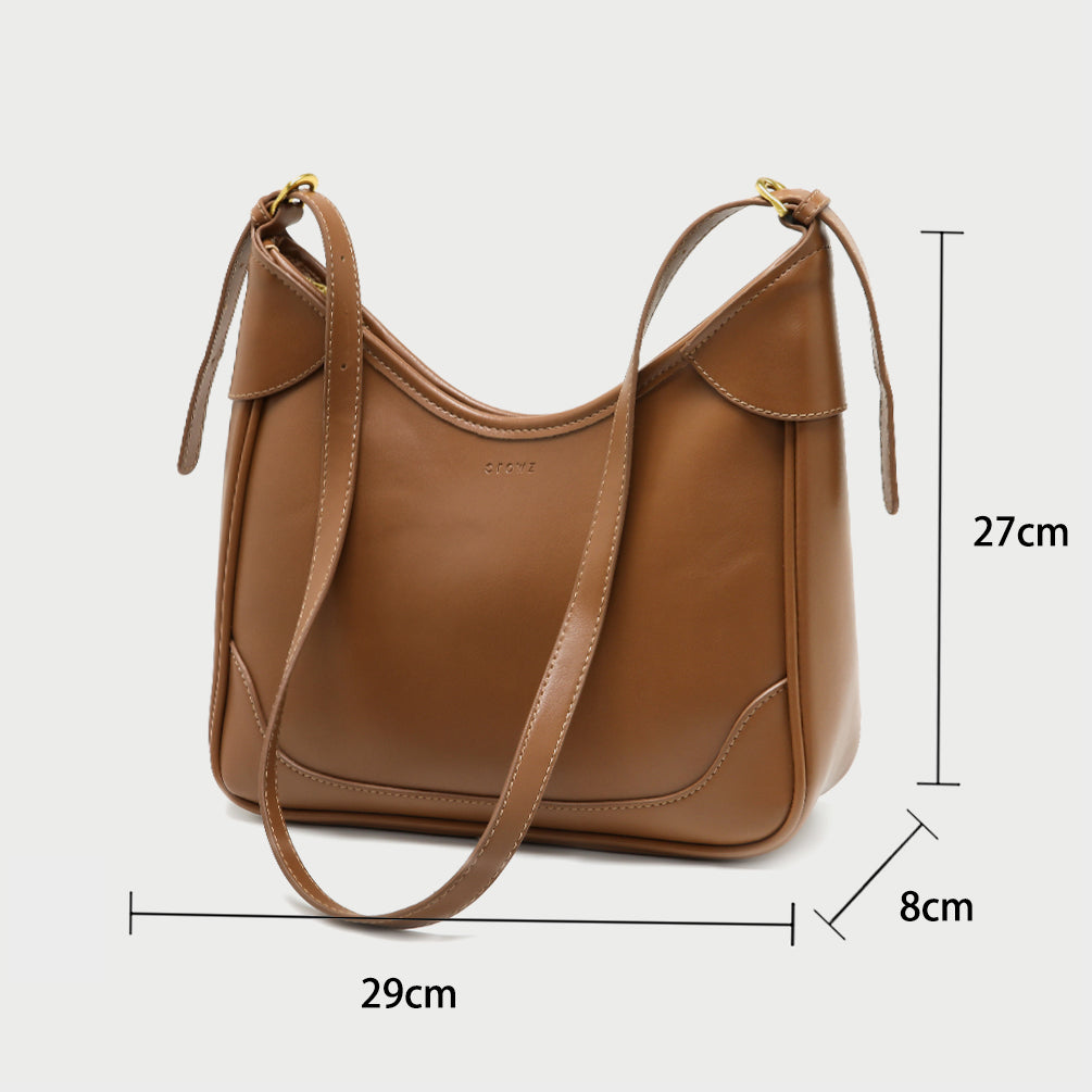 Modern topstitch streamlined PU leather crossbody bag