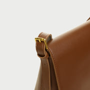Metal hardware flap style PU leather crossbody bag