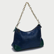 Metal chain handle detail crease-effect PU leather crossbody bag