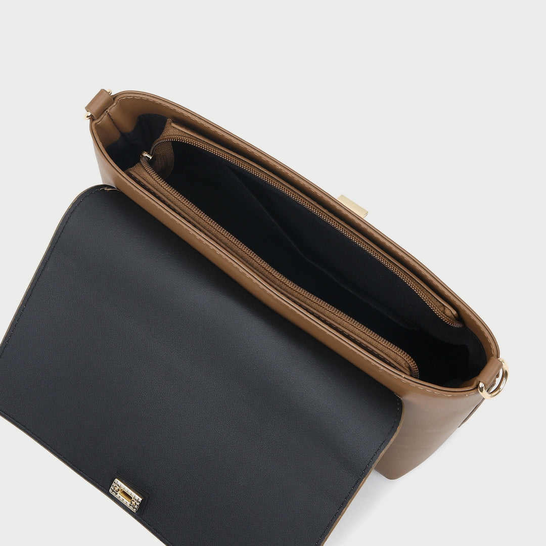Urban flap style PU leather crossbody bag