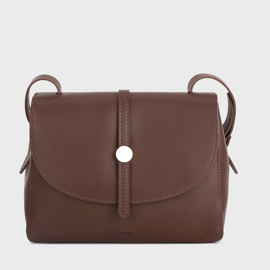 Metal stud strap flap PU leather crossbody bag