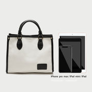 Contrast border double handles PU leather tote bag (2-in-1 set)