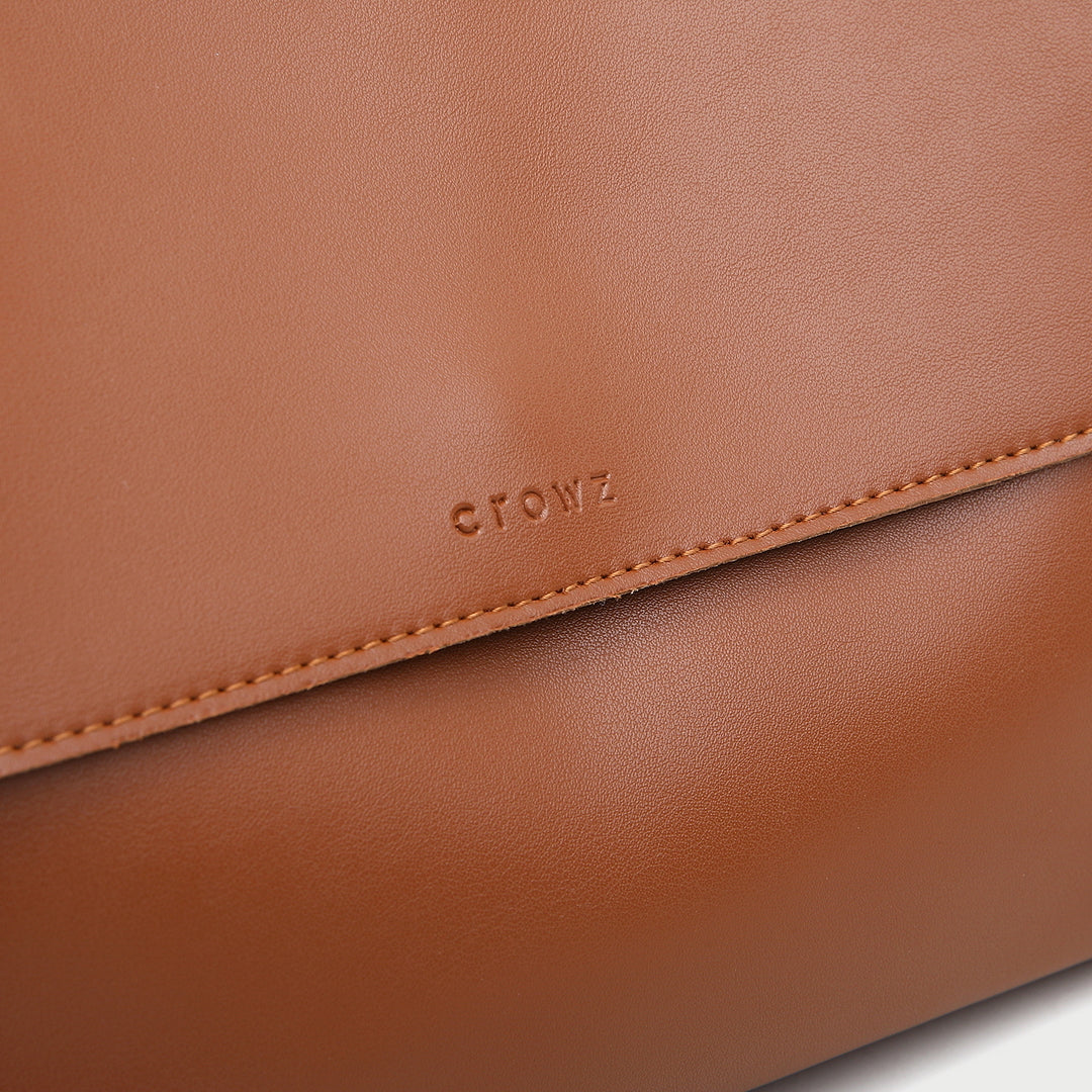 Minimalistic open-top flap style PU leather tote bag