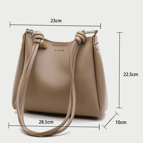 Coiled drawstring shoulder strap PU leather bucket bag (2-in-1 set)