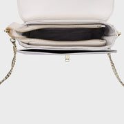 Metal hardware flap-style top handle PU leather crossbody bag