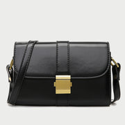 Metal pushlock strap style flapover PU leather crossbody bag