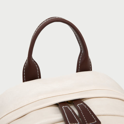 Colourblock two zip compartment small PU leather backpack