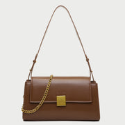 Square metal detail flap style chain strap PU Leather bag