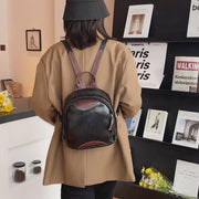 Colourblock two zip compartment small PU leather backpack