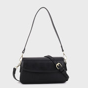 Minimalistic flap-style PU leather shoulder bag (With an extra strap)