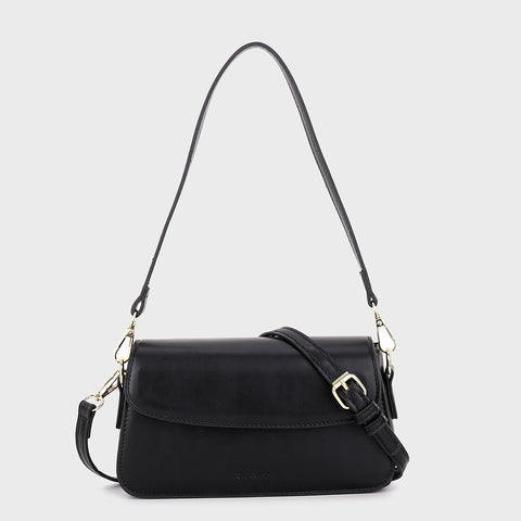 Minimalistic flap-style PU leather shoulder bag (With an extra strap)