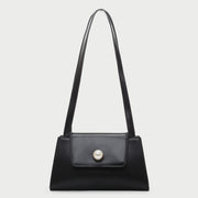 Faux pearl embellished flap PU leather shoulder bag