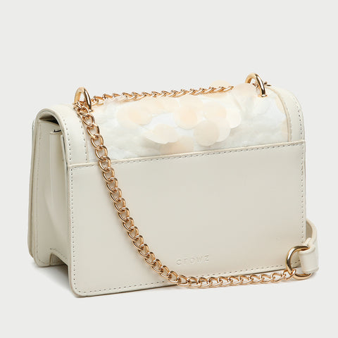 Patterned sequin PU leather crossbody bag