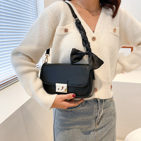 Elegant braided strap PU leather crossbody bag