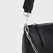 Circular zip pouch chain handle PU leather crossbody bag