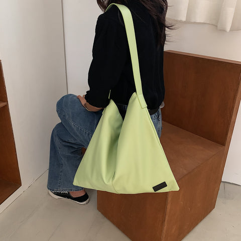 Minimalistic casual style soft PU leather hobo bag
