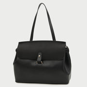Suede-effect flap style PU leather tote bag