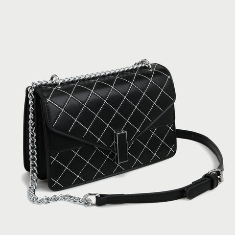 Envelope style layer flap quilted PU leather crossbody bag