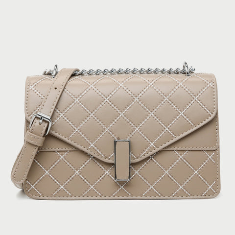 Envelope style layer flap quilted PU leather crossbody bag