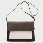 Colourblock classic flap-style PU leather crossbody bag