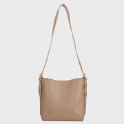 Double-strap detail shoulder strap PU leather bucket bag (2-in-1)