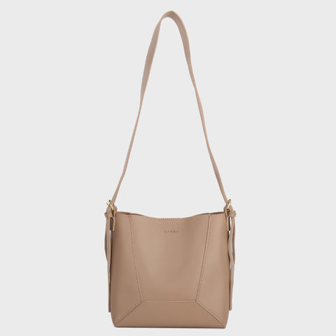 Double-strap detail shoulder strap PU leather bucket bag (2-in-1)
