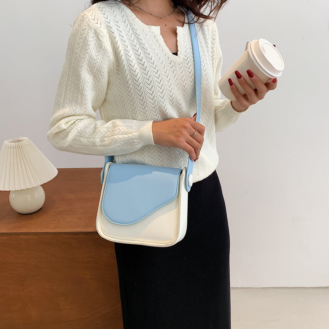 Asymmetric curve flap PU leather crossbody bag