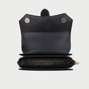 Retro saddle-inspired strap detail flap PU leather crossbody bag