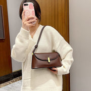 Metal clasp flap knotted strap PU leather shoulder bag