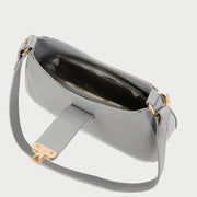 Metal chain strap PU leather baguette bag