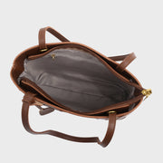 Topstitching stud detail PU leather shoulder bag