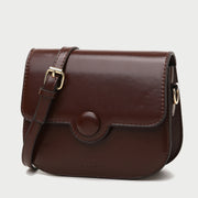 Button detail streamlined flapover PU leather crossbody bag