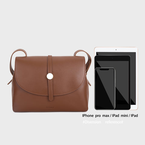 Metal stud strap flap PU leather crossbody bag