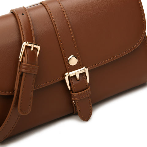 Retro buckle strap flap style PU leather crossbody bag