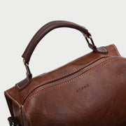 Retro buckle strap pocket functional PU leather backpack