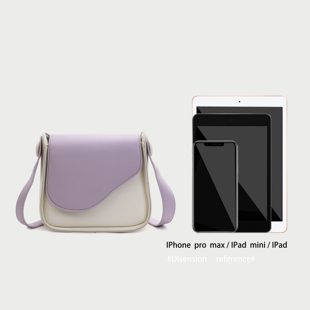 Asymmetric curve flap PU leather crossbody bag