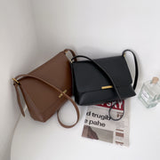 Metal hardware flap style PU leather crossbody bag