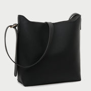 Minimalistic front pocket streamlined 2-in-1 PU leather bucket bag
