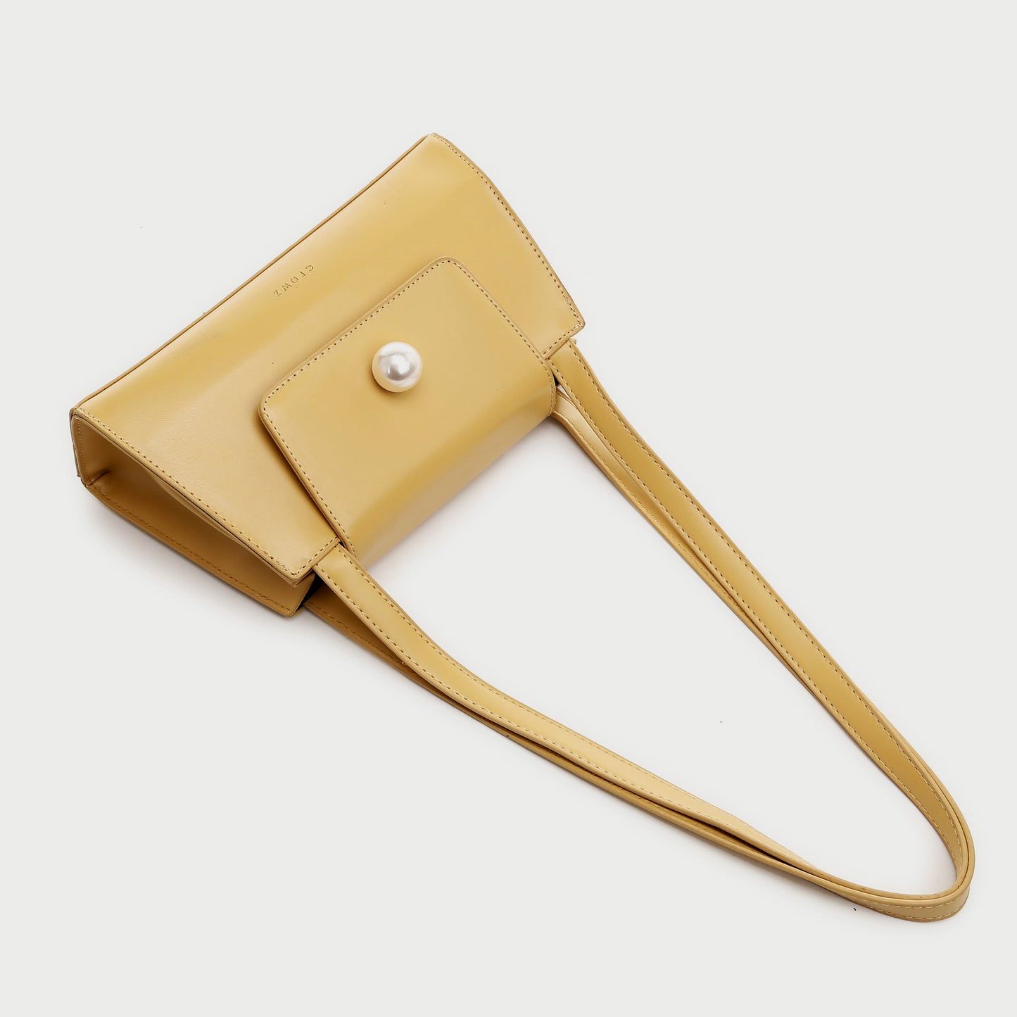 Faux pearl embellished flap PU leather shoulder bag