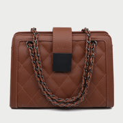Square embellished quilted PU leather crossbody bag