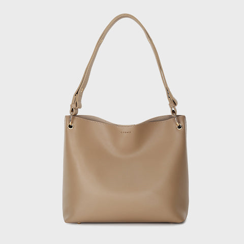 Minimalistic metal stud detail strap PU leather shoulder bag (2-in-1 set)