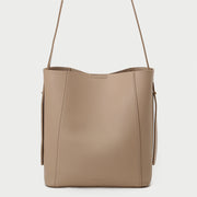Topstitching PU leather 2-in-1 bucket bag