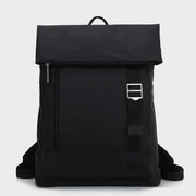 Zip buckle strap flap top unisex nylon backpack