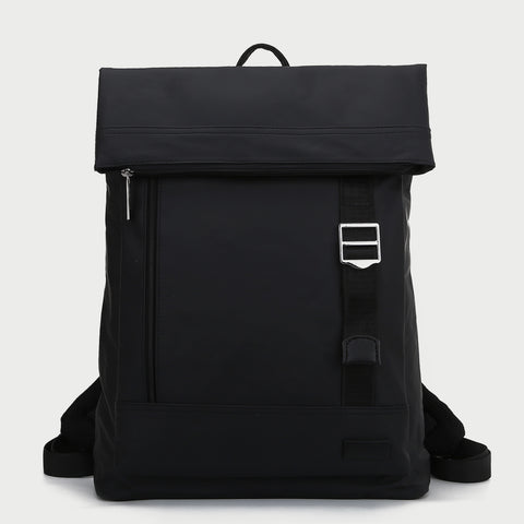 Zip buckle strap flap top unisex nylon backpack